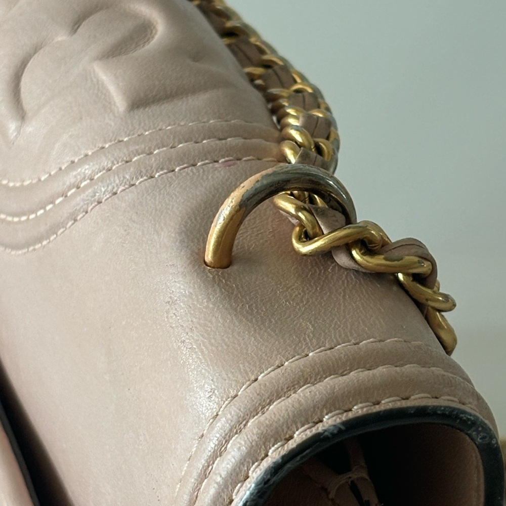 TORY BURCH Fleming Shell Pink Leather Convertible Shoulder Bag $498+ - Picture 4 of 12